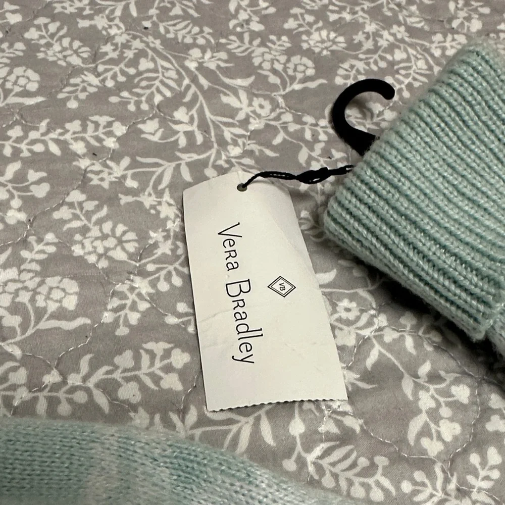 Vera Bradley Light Aqua Pom Beanie & Glove Set